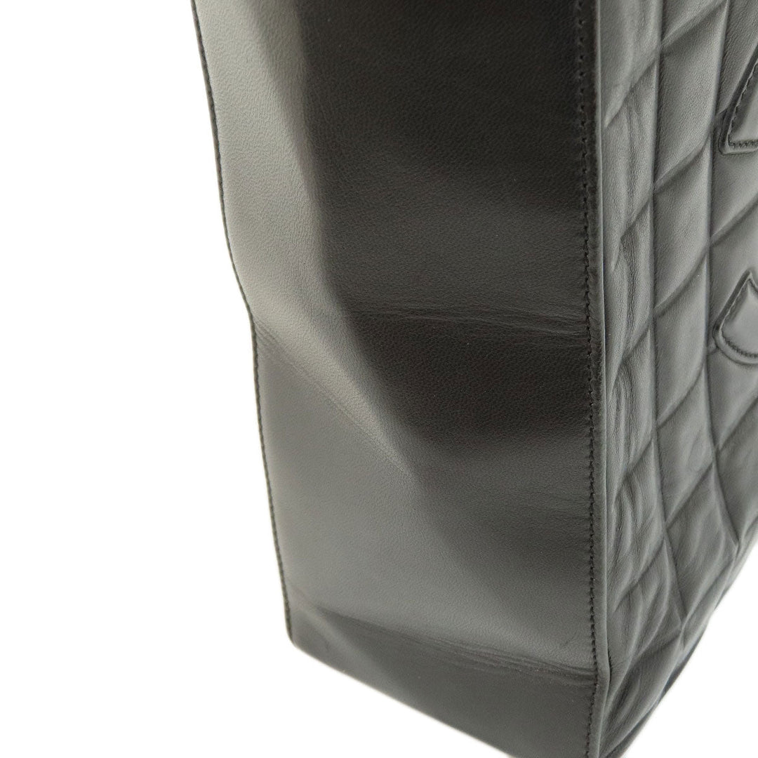 CHANEL Tote Bag lambskin black Chocolate Bar Gold Metal