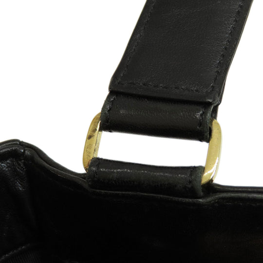 CHANEL Tote Bag lambskin black Chocolate Bar Gold Metal