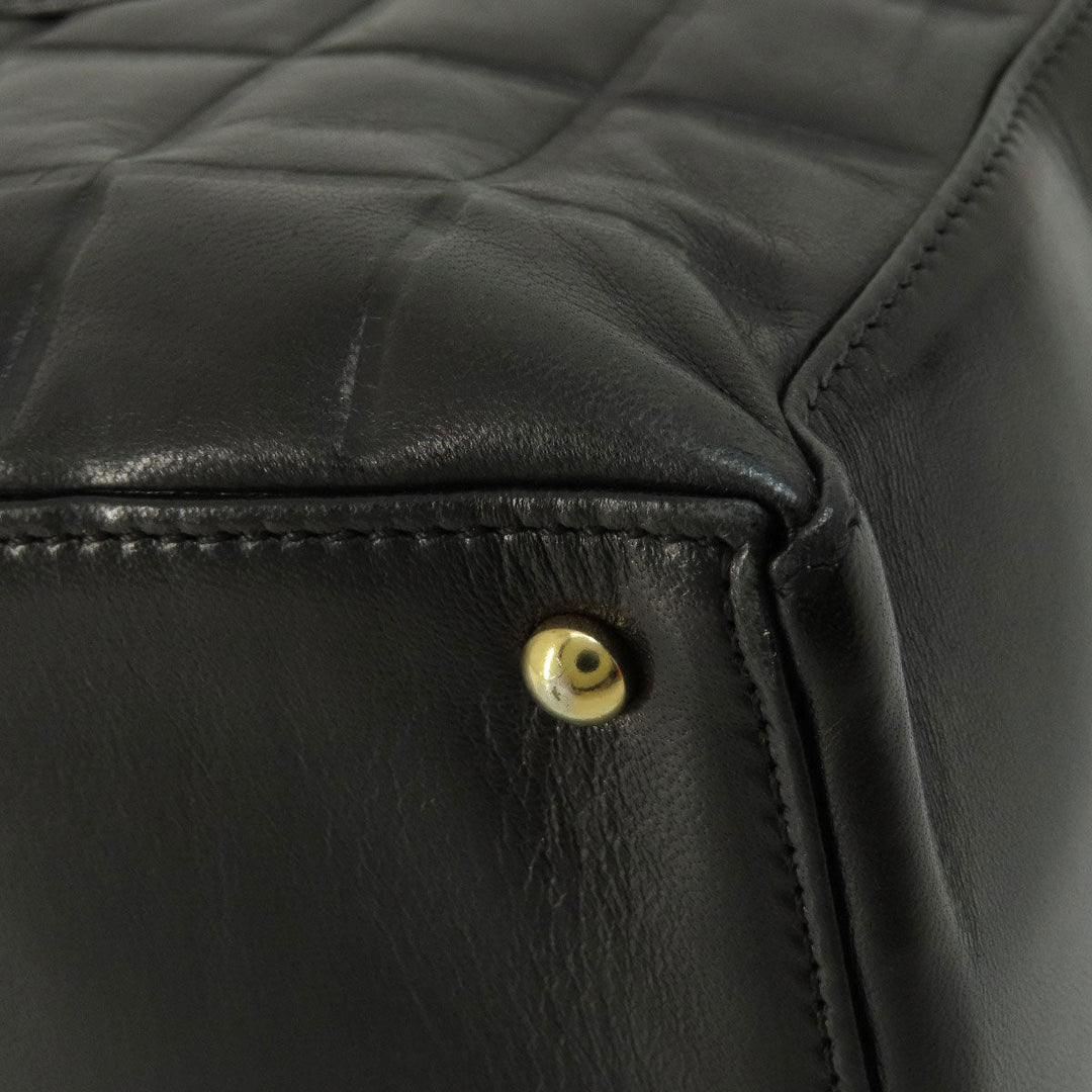 CHANEL Tote Bag lambskin black Chocolate Bar Gold Metal