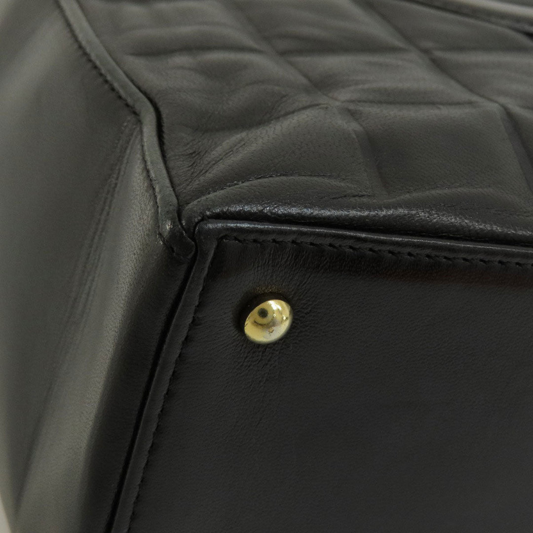 CHANEL Tote Bag lambskin black Chocolate Bar Gold Metal