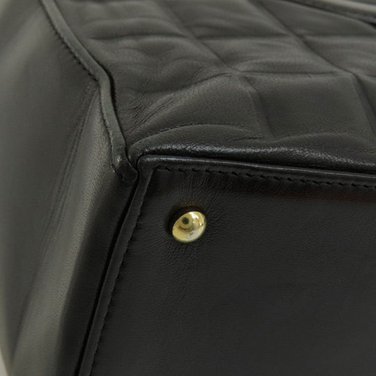CHANEL Tote Bag lambskin black Chocolate Bar Gold Metal