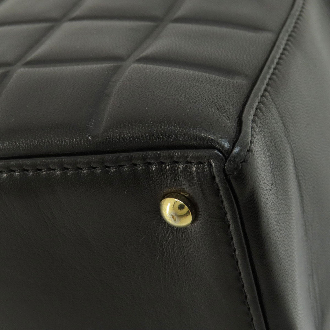 CHANEL Tote Bag lambskin black Chocolate Bar Gold Metal