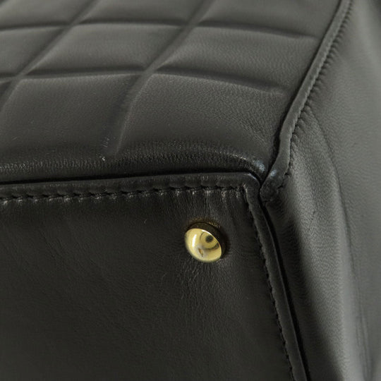 CHANEL Tote Bag lambskin black Chocolate Bar Gold Metal