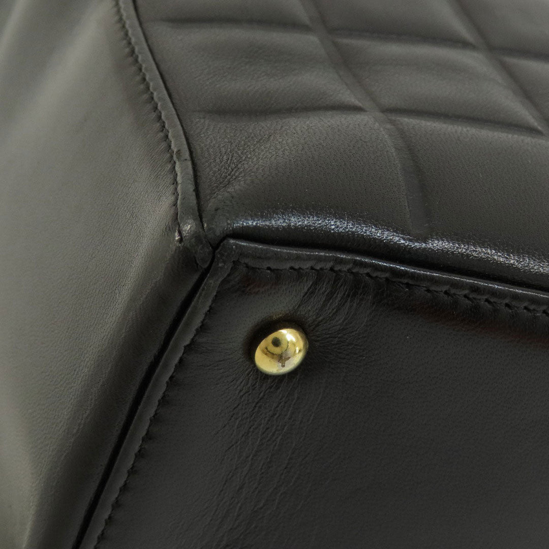 CHANEL Tote Bag lambskin black Chocolate Bar Gold Metal