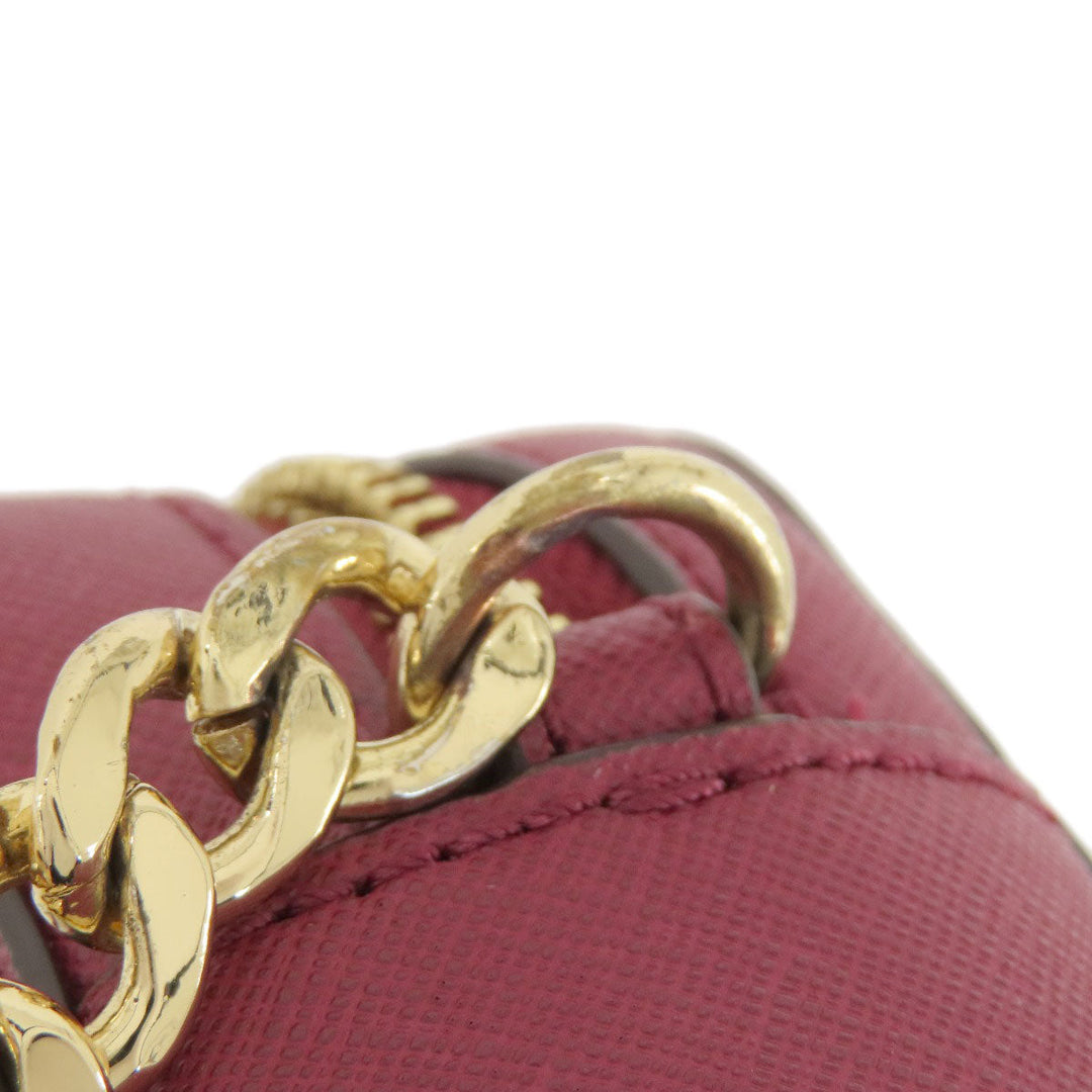 MICHAEL KORS Shoulder Bag leather Red logoMetal Women Used Authentic