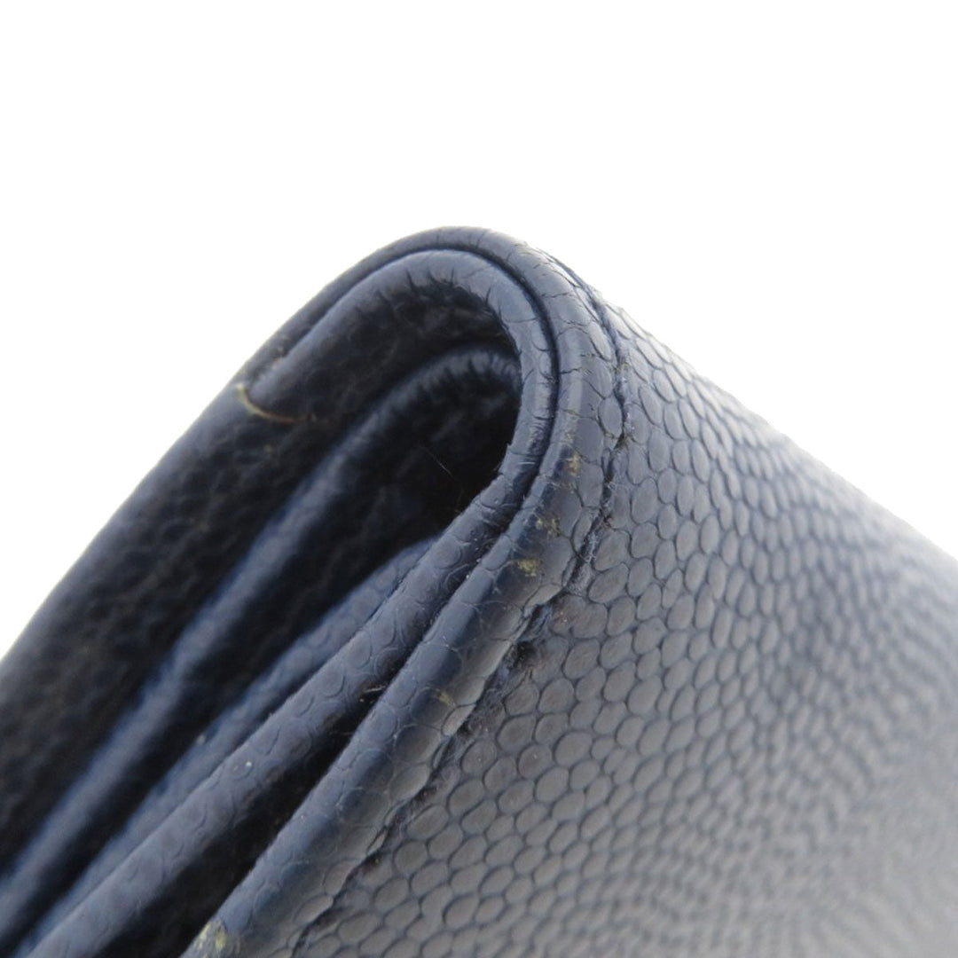 Christian Dior Bifold Wallet leather Navy logoMetal Women Used Authentic