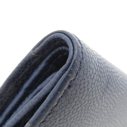 Christian Dior Bifold Wallet leather Navy logoMetal Women Used Authentic