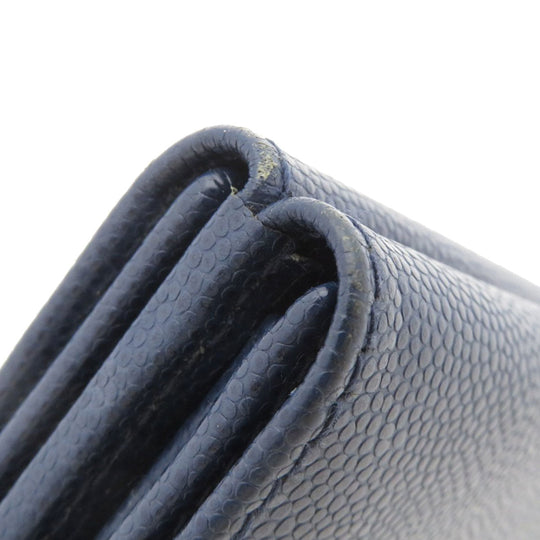 Christian Dior Bifold Wallet leather Navy logoMetal Women Used Authentic