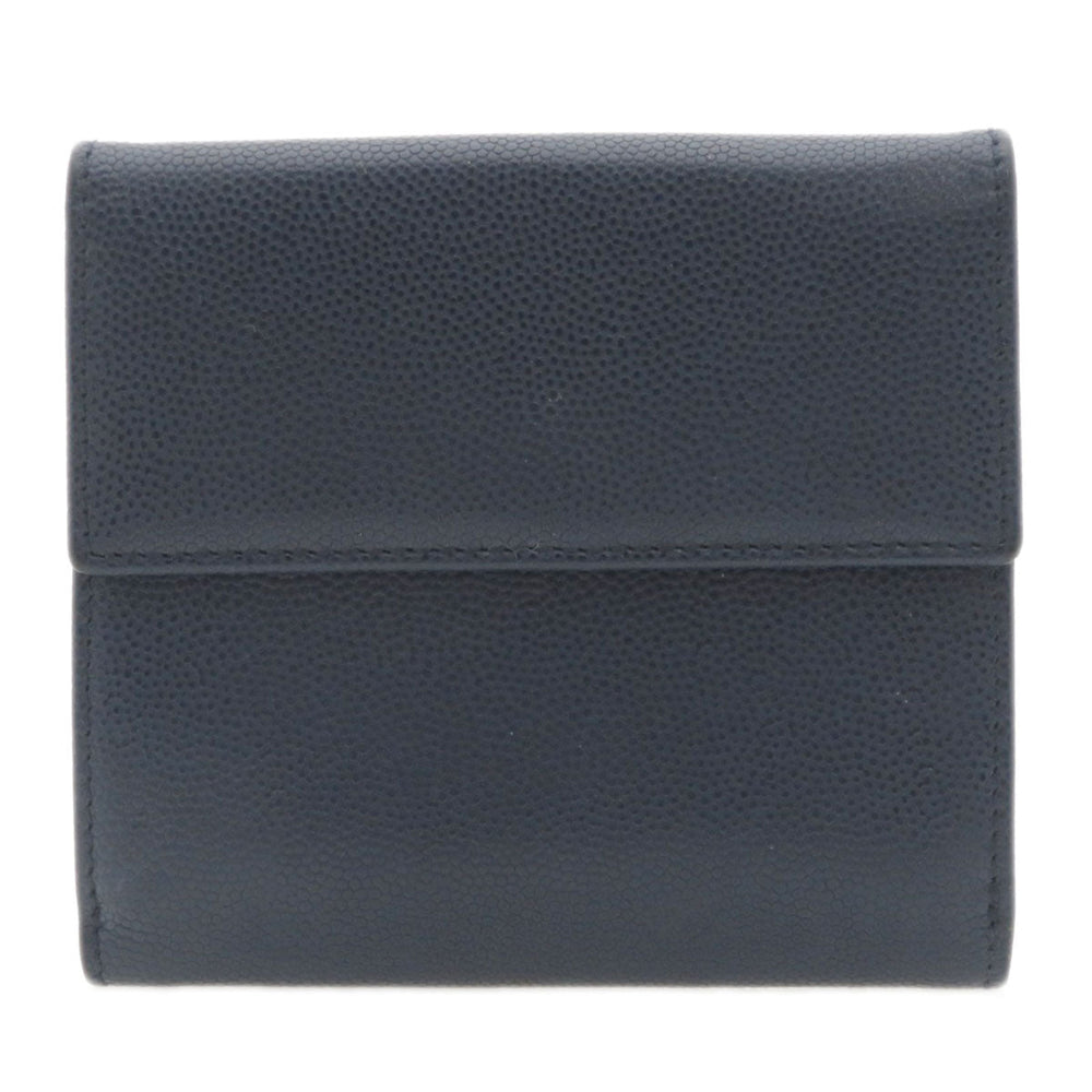 Christian Dior Bifold Wallet leather Navy logoMetal Women Used Authentic