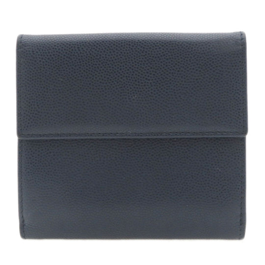 Christian Dior Bifold Wallet leather Navy logoMetal Women Used Authentic