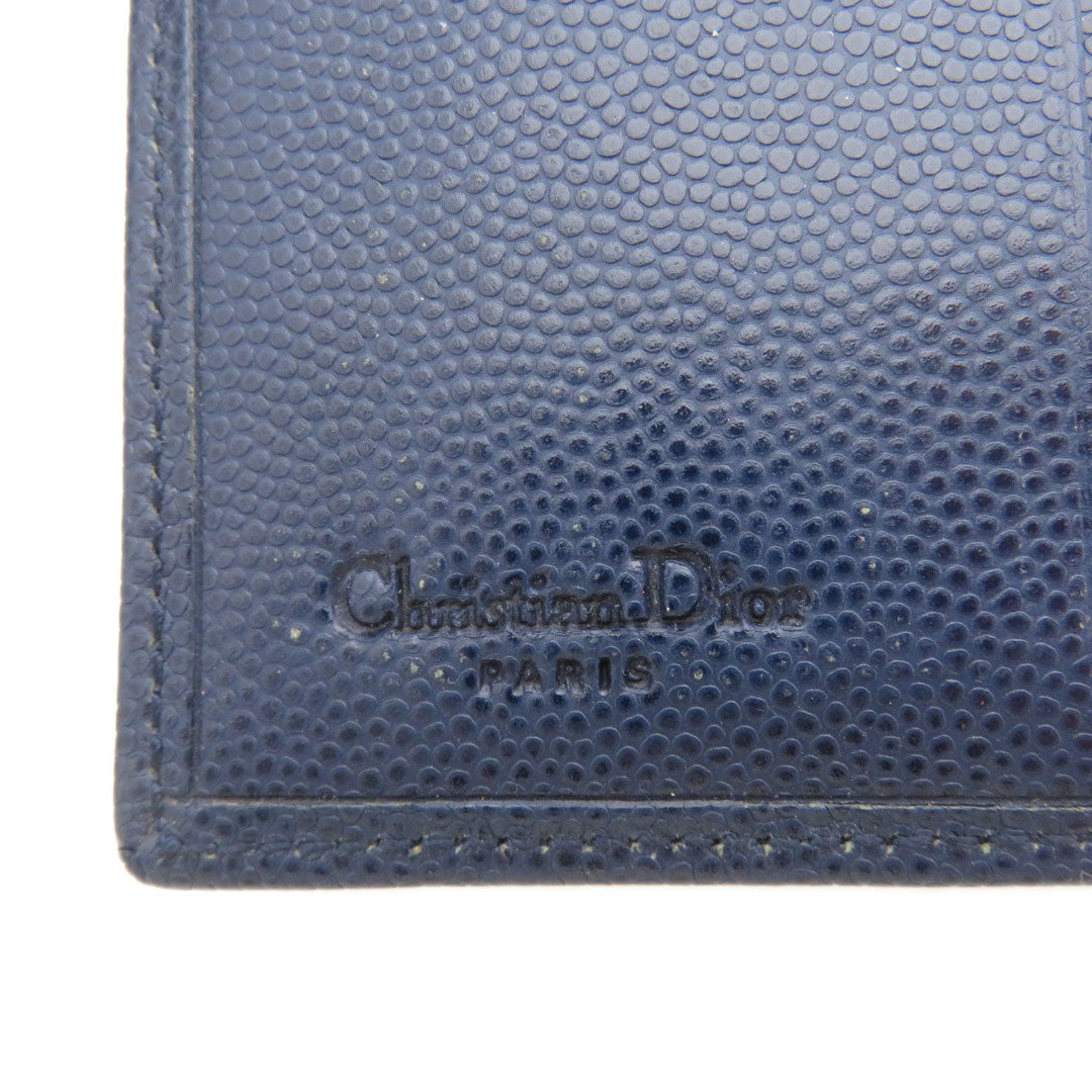 Christian Dior Bifold Wallet leather Navy logoMetal Women Used Authentic