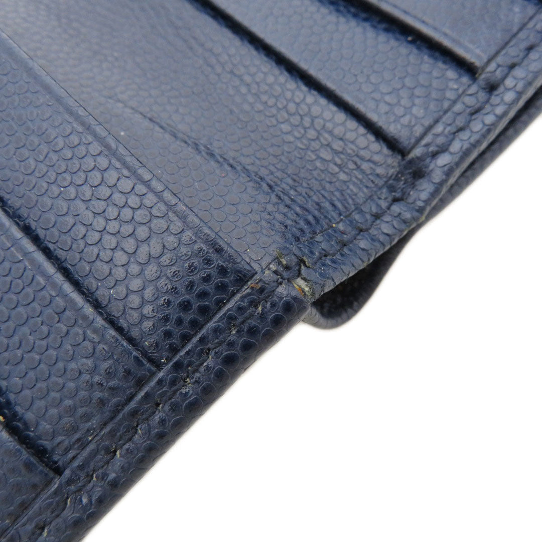 Christian Dior Bifold Wallet leather Navy logoMetal Women Used Authentic