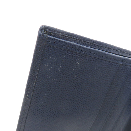 Christian Dior Bifold Wallet leather Navy logoMetal Women Used Authentic