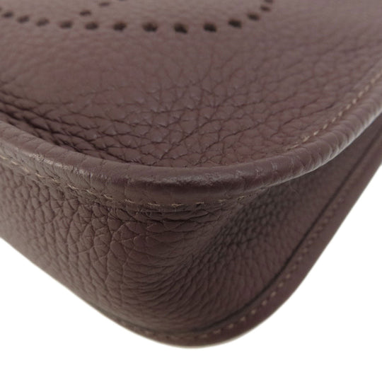 HERMES Shoulder Bag Taurillon Clemence Brown Evelyn TPM Brown Gold Metal Women Used Authentic