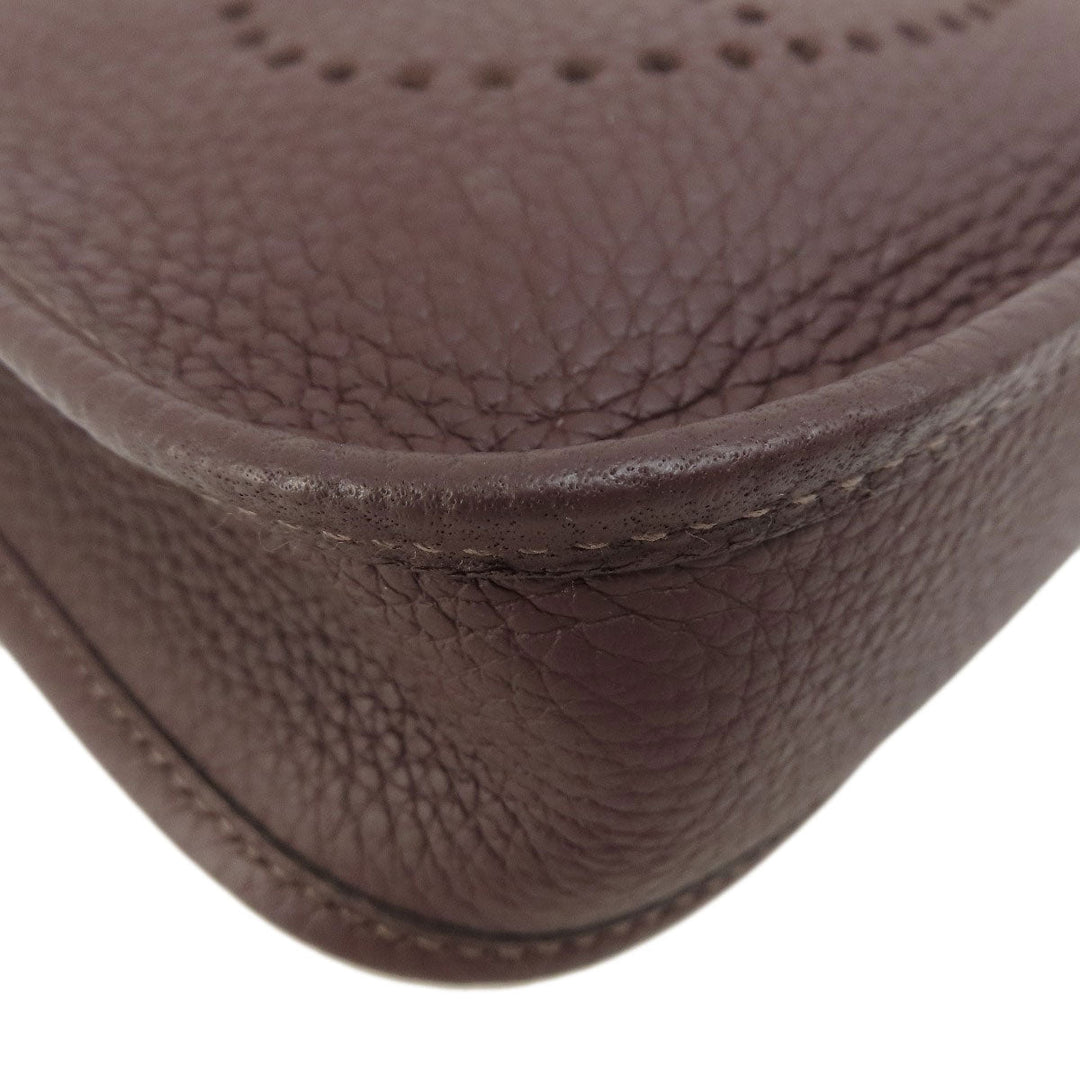 HERMES Shoulder Bag Taurillon Clemence Brown Evelyn TPM Brown Gold Metal Women Used Authentic