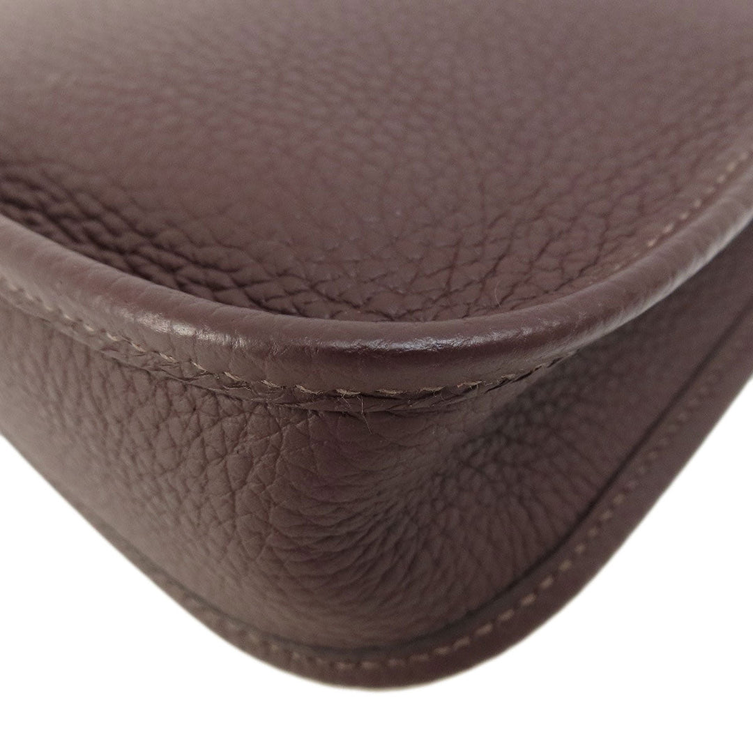 HERMES Shoulder Bag Taurillon Clemence Brown Evelyn TPM Brown Gold Metal Women Used Authentic