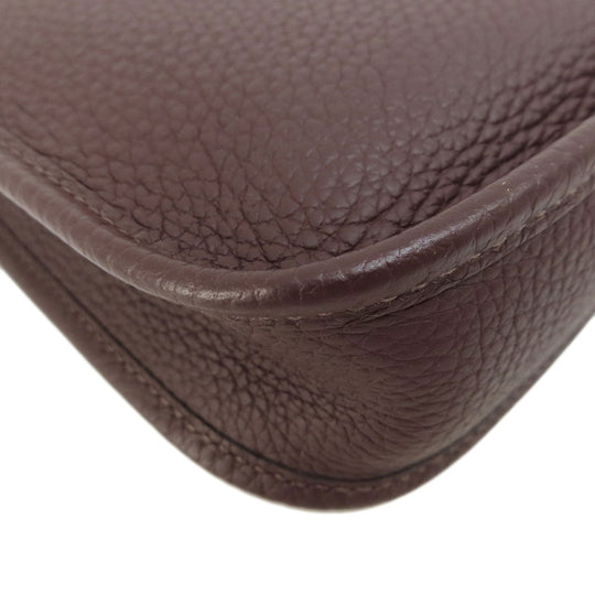HERMES Shoulder Bag Taurillon Clemence Brown Evelyn TPM Brown Gold Metal Women Used Authentic