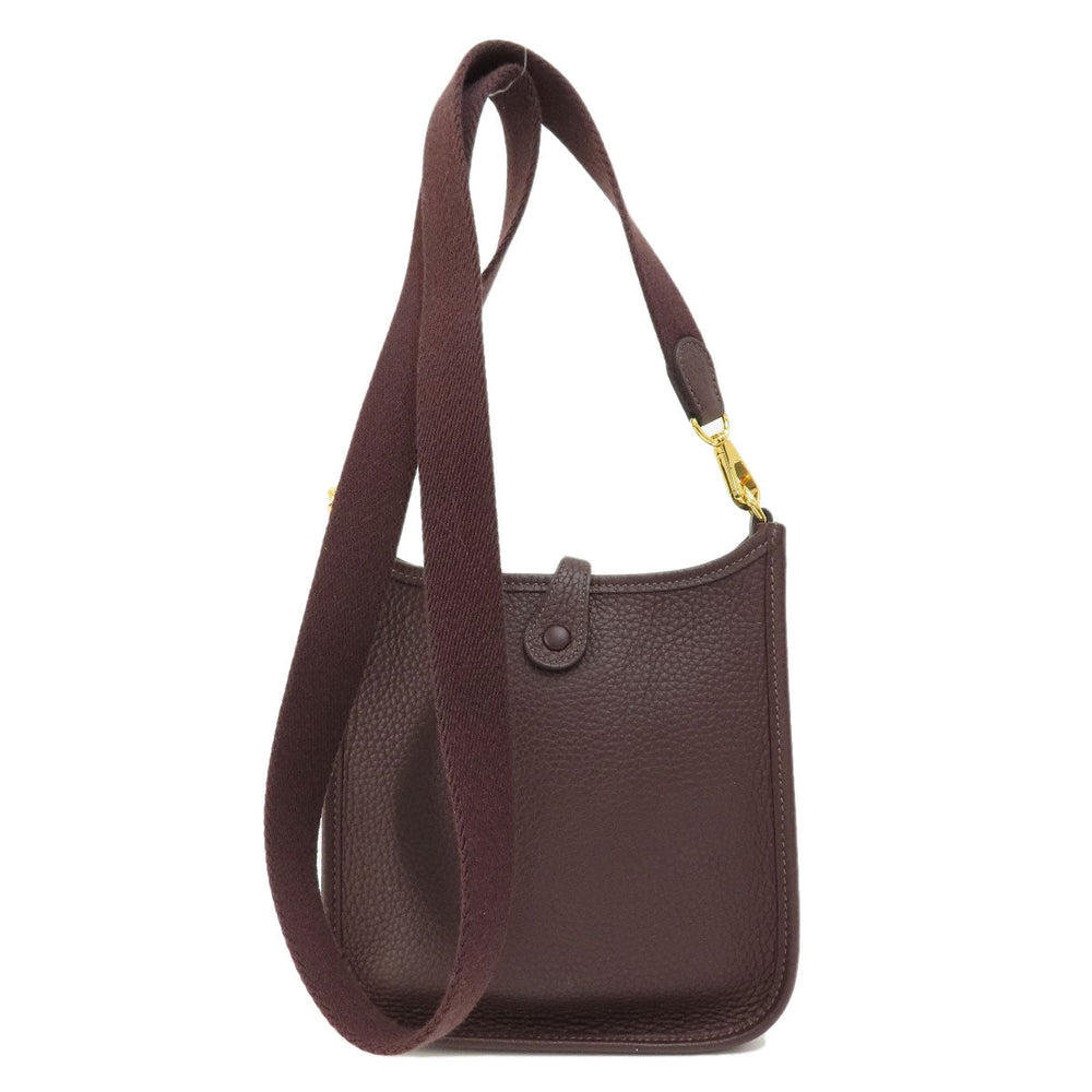 HERMES Shoulder Bag Taurillon Clemence Brown Evelyn TPM Brown Gold Metal Women Used Authentic