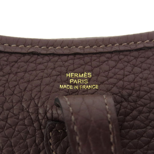 HERMES Shoulder Bag Taurillon Clemence Brown Evelyn TPM Brown Gold Metal Women Used Authentic