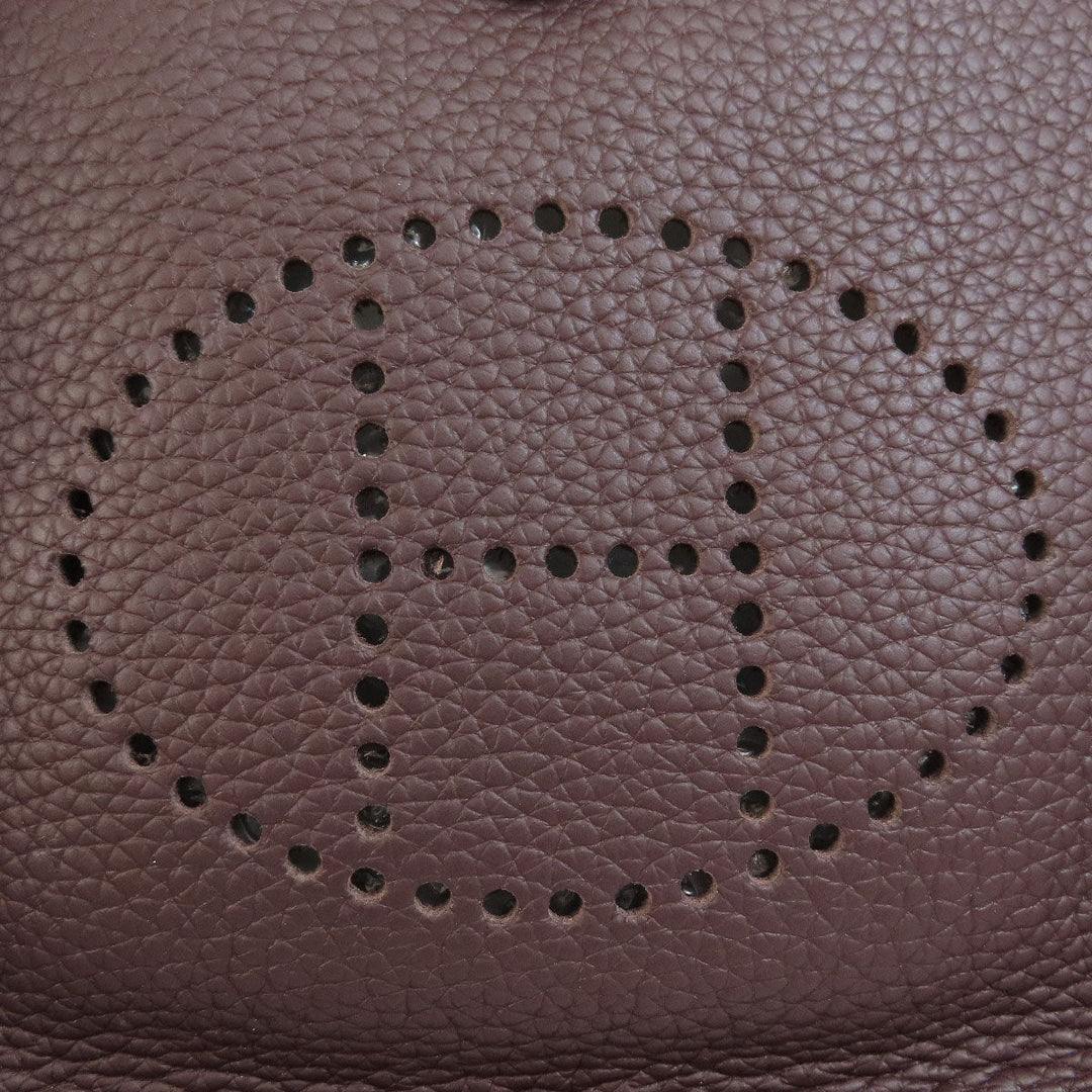 HERMES Shoulder Bag Taurillon Clemence Brown Evelyn TPM Brown Gold Metal Women Used Authentic
