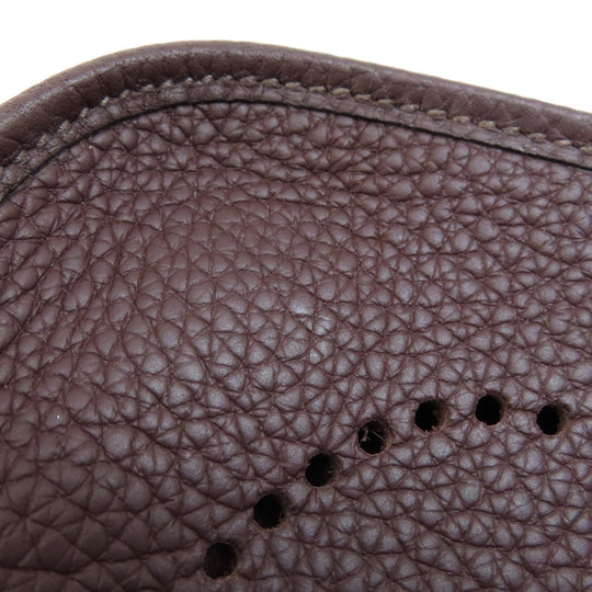 HERMES Shoulder Bag Taurillon Clemence Brown Evelyn TPM Brown Gold Metal Women Used Authentic