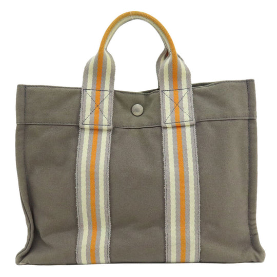 HERMES Handbag canvas gray Sack Fool Toe PM 2001 Ginza Limited Women Used Authentic