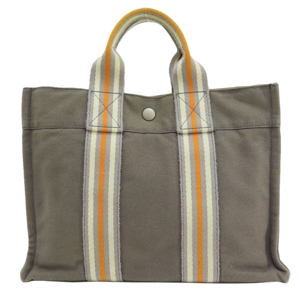 HERMES Handbag canvas gray Sack Fool Toe PM 2001 Ginza Limited Women Used Authentic