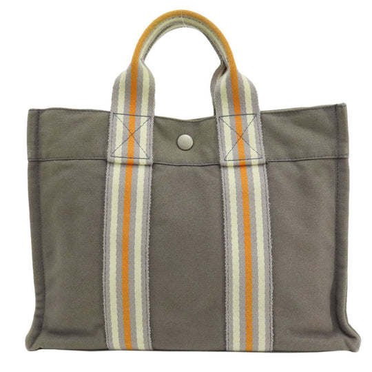 HERMES Handbag canvas gray Sack Fool Toe PM 2001 Ginza Limited Women Used Authentic