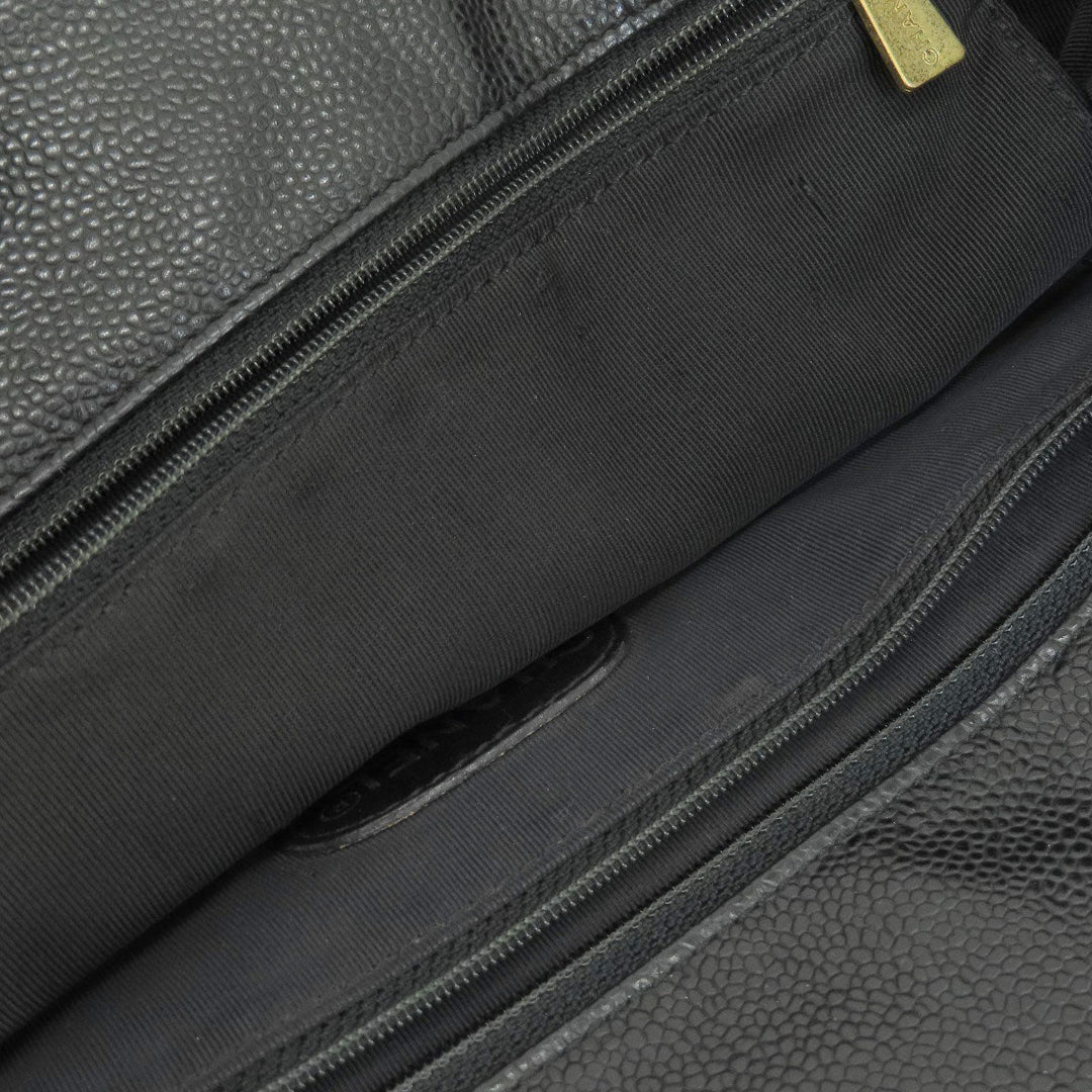 CHANEL Tote Bag Grained Calfskin Skin black COCO Mark Women Used Authentic