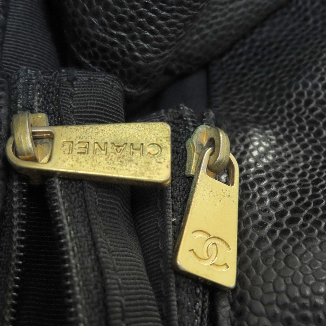 CHANEL Tote Bag Grained Calfskin Skin black COCO Mark Women Used Authentic
