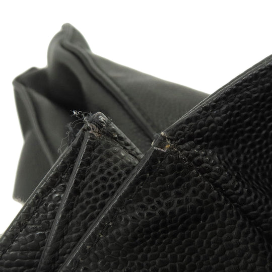 CHANEL Tote Bag Grained Calfskin Skin black COCO Mark Women Used Authentic