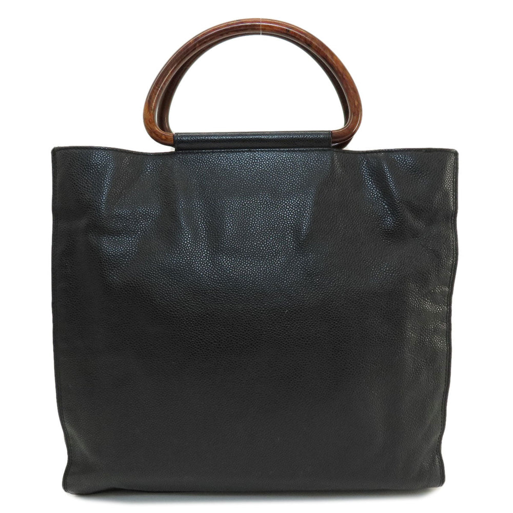 CHANEL Tote Bag Grained Calfskin Skin black COCO Mark Women Used Authentic