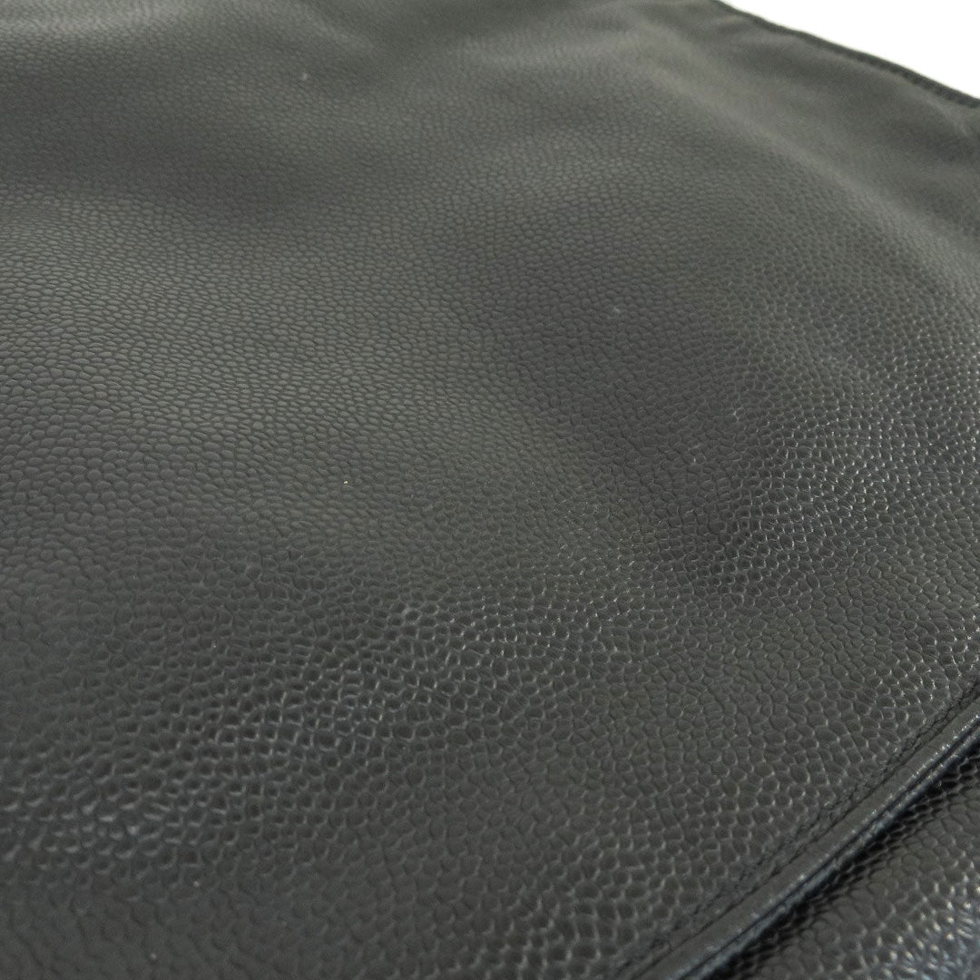 CHANEL Tote Bag Grained Calfskin Skin black COCO Mark Women Used Authentic