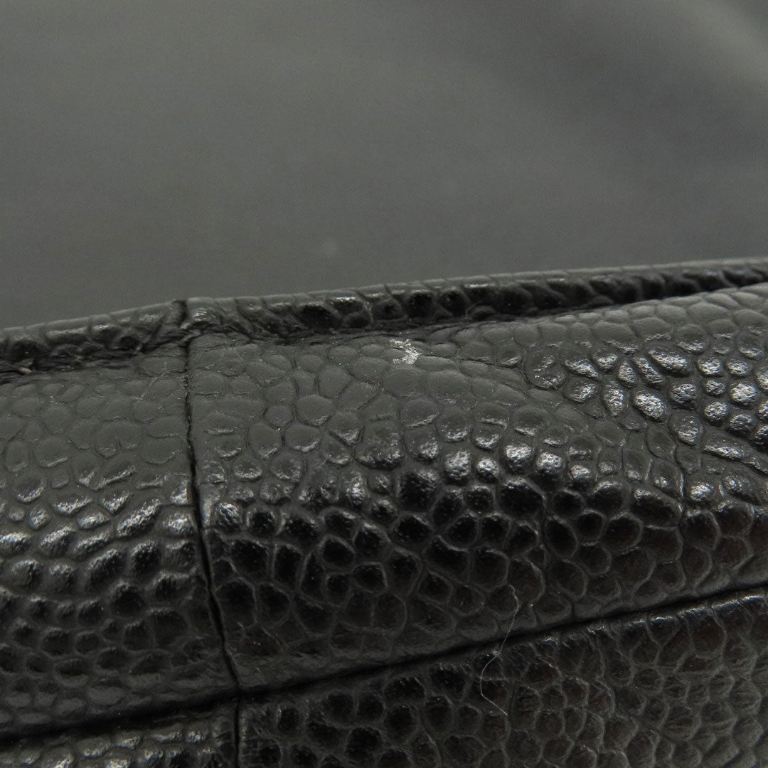CHANEL Tote Bag Grained Calfskin Skin black COCO Mark Women Used Authentic