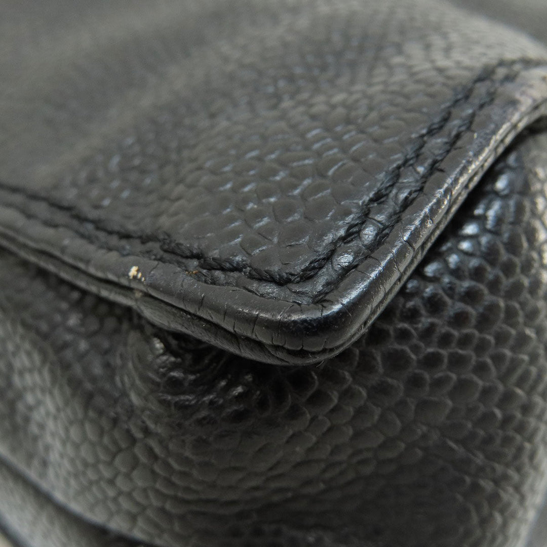 CHANEL Tote Bag Grained Calfskin Skin black COCO Mark Women Used Authentic