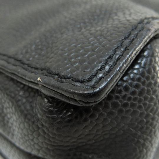 CHANEL Tote Bag Grained Calfskin Skin black COCO Mark Women Used Authentic