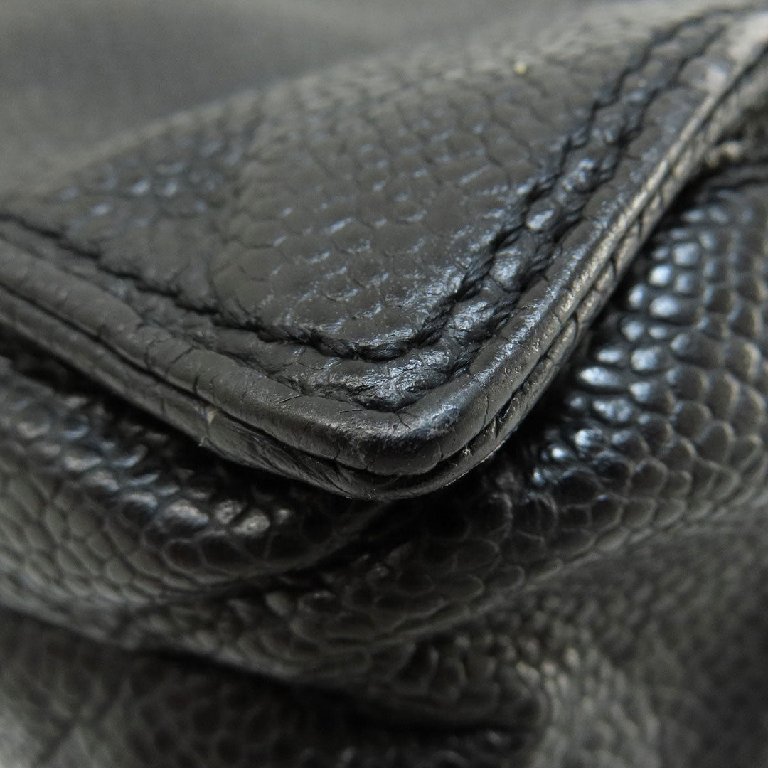 CHANEL Tote Bag Grained Calfskin Skin black COCO Mark Women Used Authentic