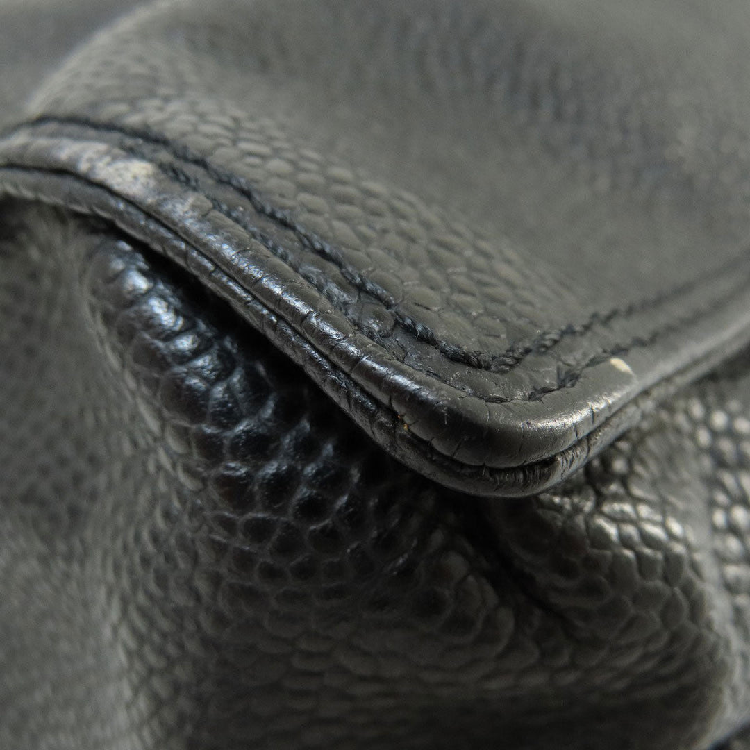 CHANEL Tote Bag Grained Calfskin Skin black COCO Mark Women Used Authentic