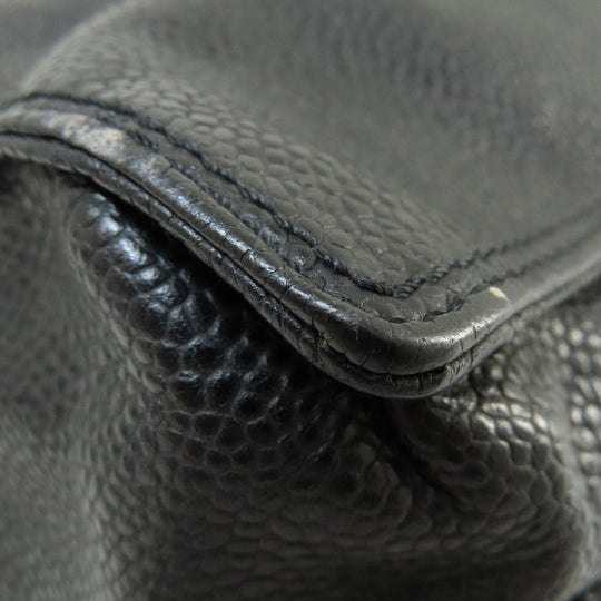 CHANEL Tote Bag Grained Calfskin Skin black COCO Mark Women Used Authentic
