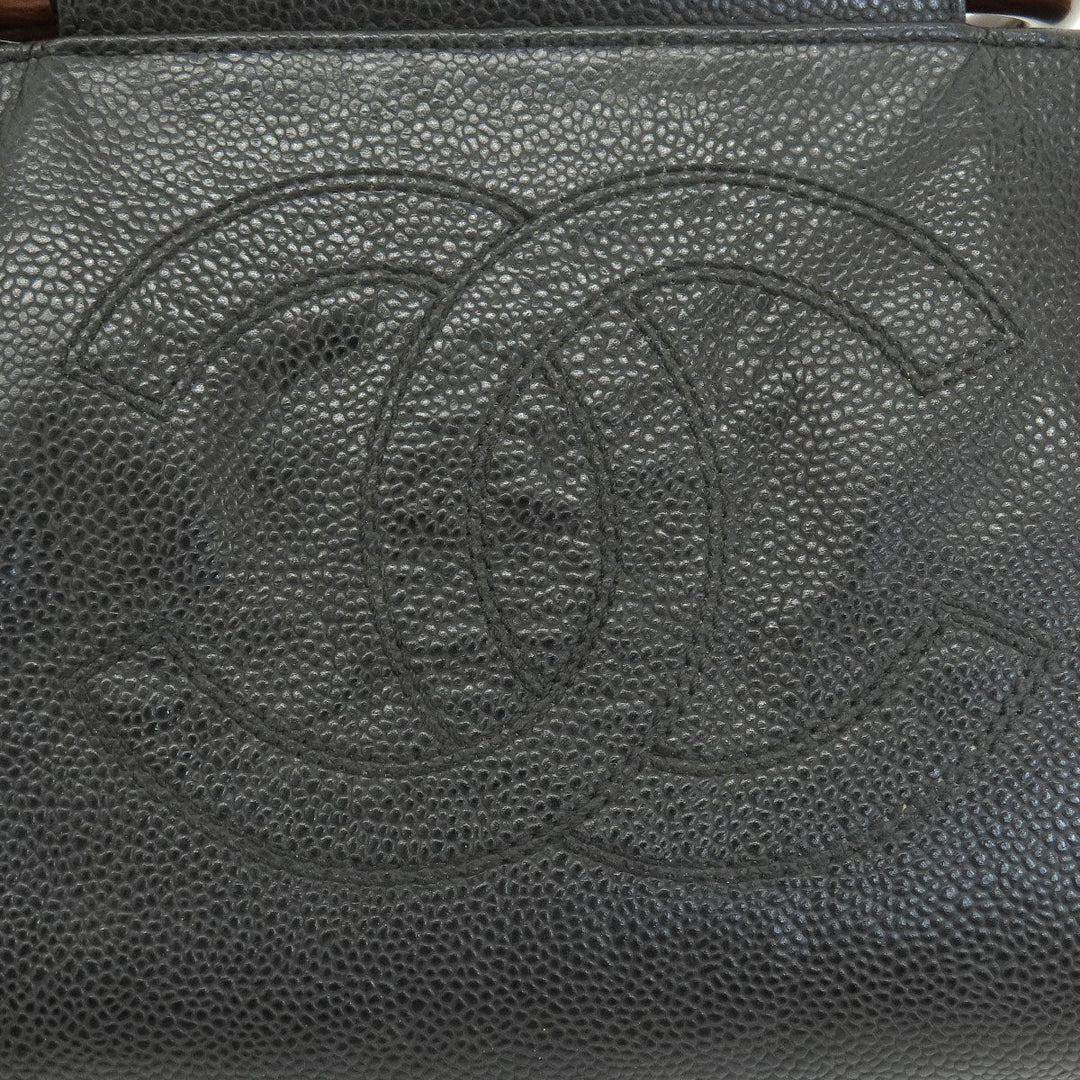 CHANEL Tote Bag Grained Calfskin Skin black COCO Mark Women Used Authentic