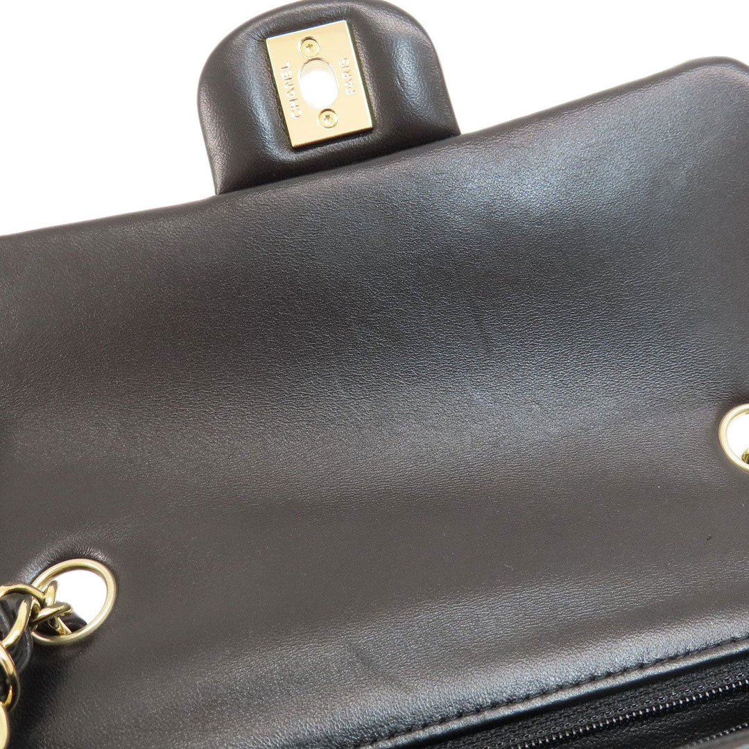 CHANEL Shoulder Bag lambskin black ChainShoulder Matelasse Gold Metal