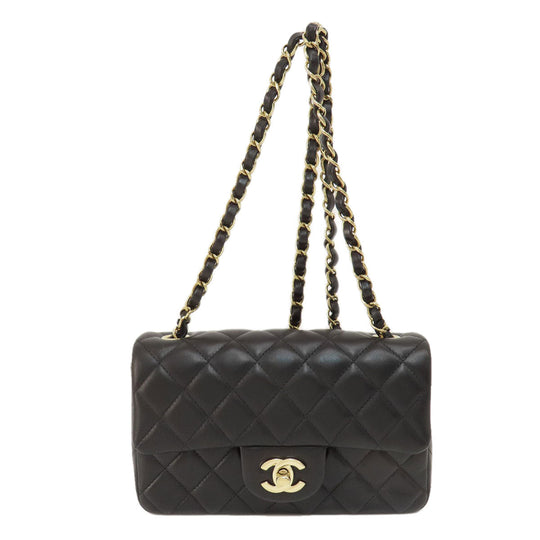 CHANEL Shoulder Bag lambskin black ChainShoulder Matelasse Gold Metal