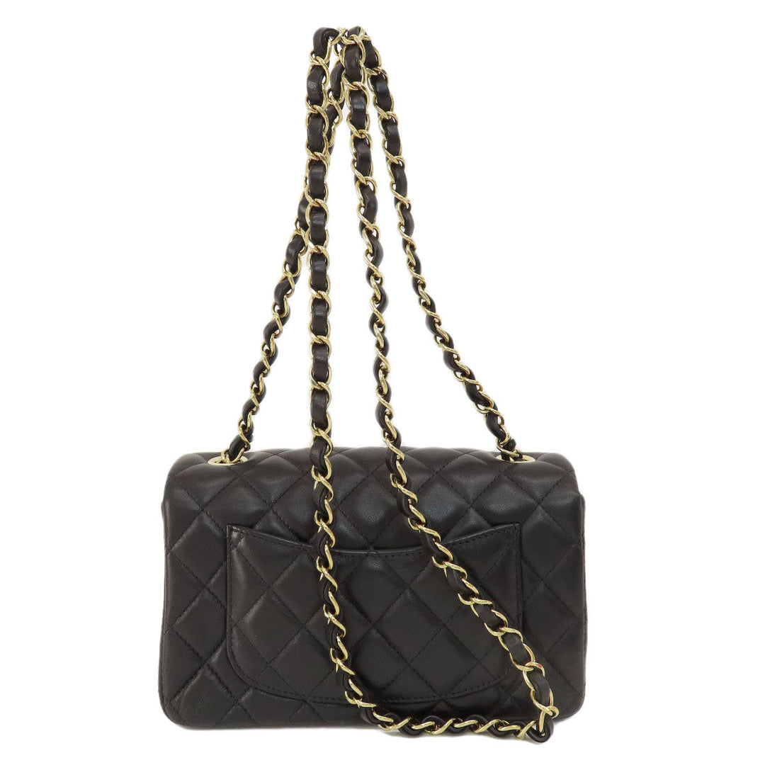 CHANEL Shoulder Bag lambskin black ChainShoulder Matelasse Gold Metal