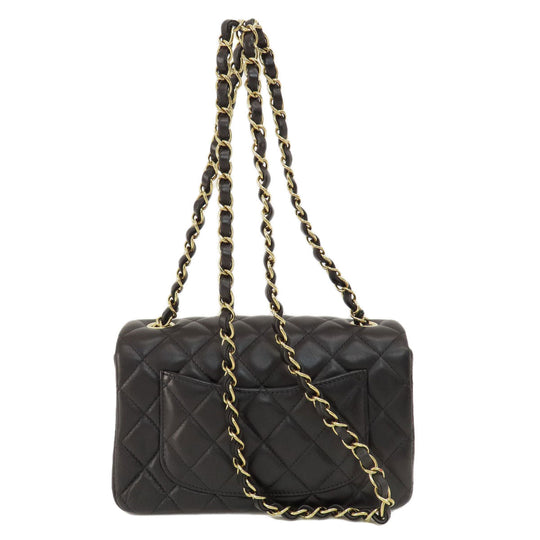 CHANEL Shoulder Bag lambskin black ChainShoulder Matelasse Gold Metal