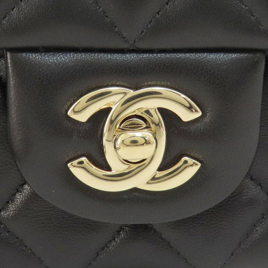 CHANEL Shoulder Bag lambskin black ChainShoulder Matelasse Gold Metal