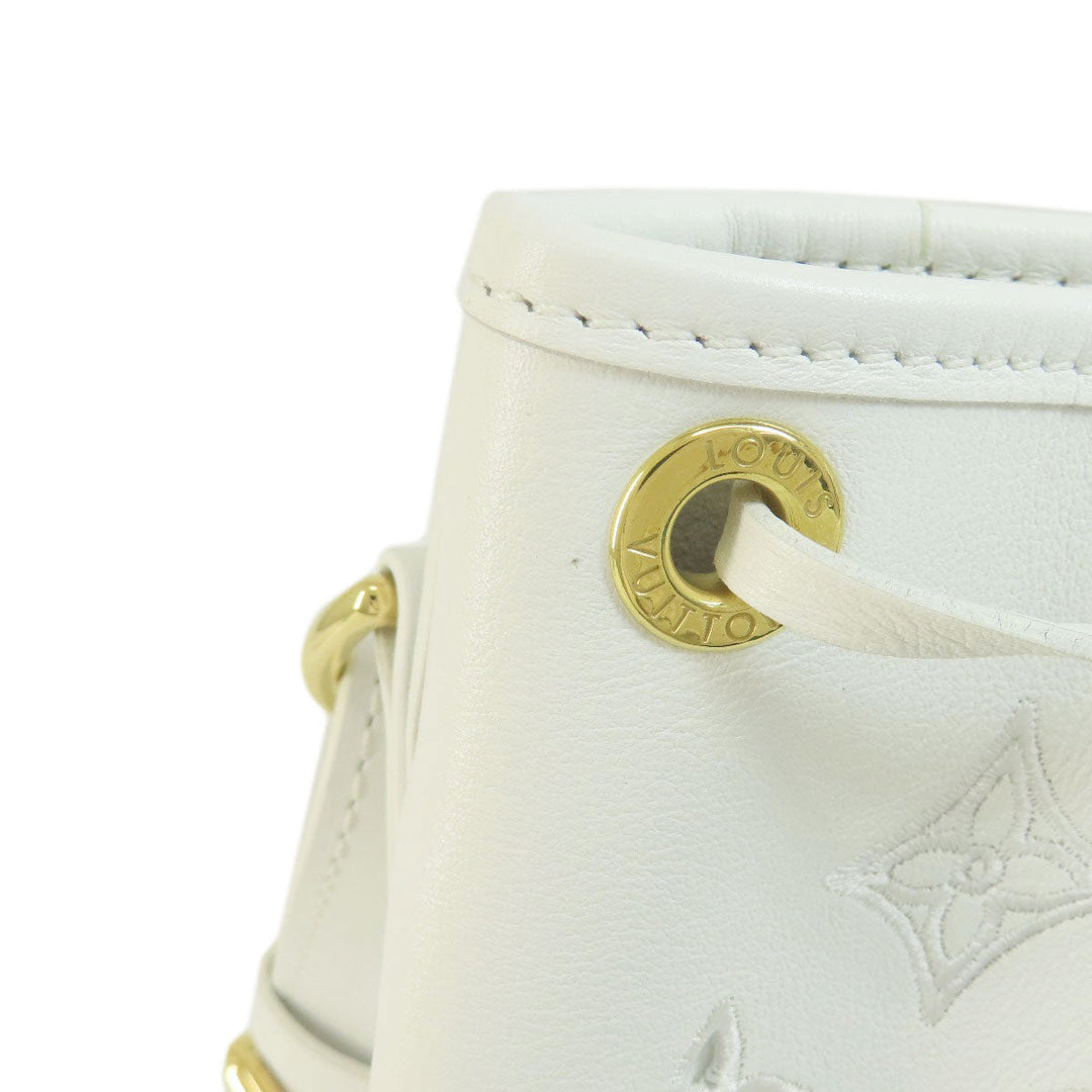 LOUIS VUITTON Shoulder Bag M20740 leather white Noe PM Broderie Angler Women Used Authentic