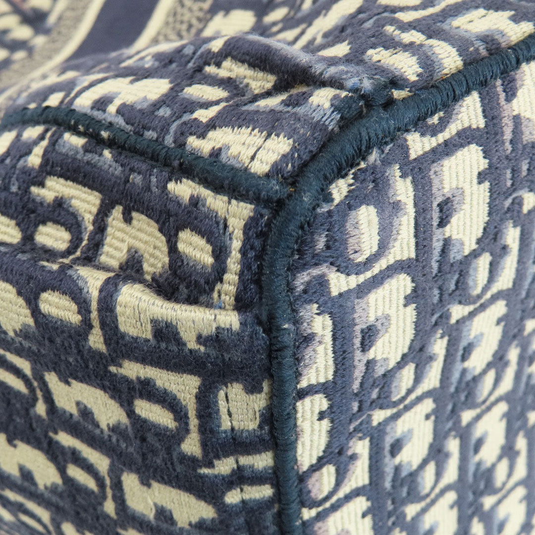 Christian Dior Tote Bag canvas Navy Trotter Pattern Women Used Authentic