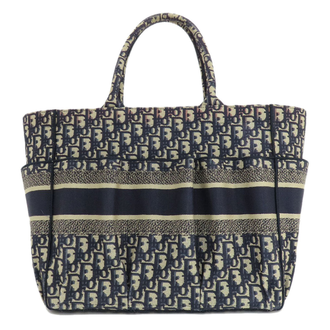 Christian Dior Tote Bag canvas Navy Trotter Pattern Women Used Authentic