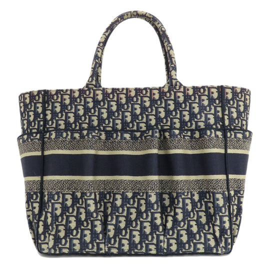 Christian Dior Tote Bag canvas Navy Trotter Pattern Women Used Authentic