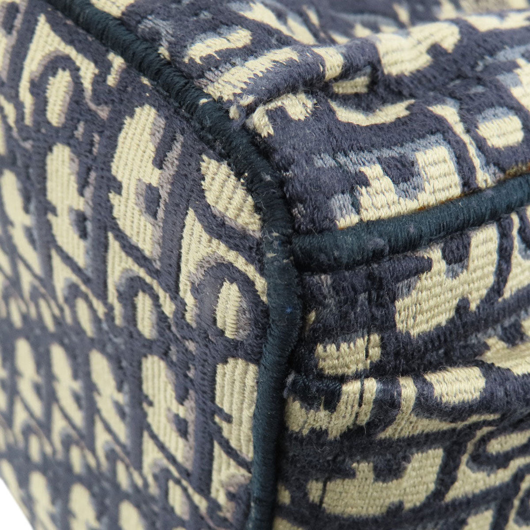 Christian Dior Tote Bag canvas Navy Trotter Pattern Women Used Authentic